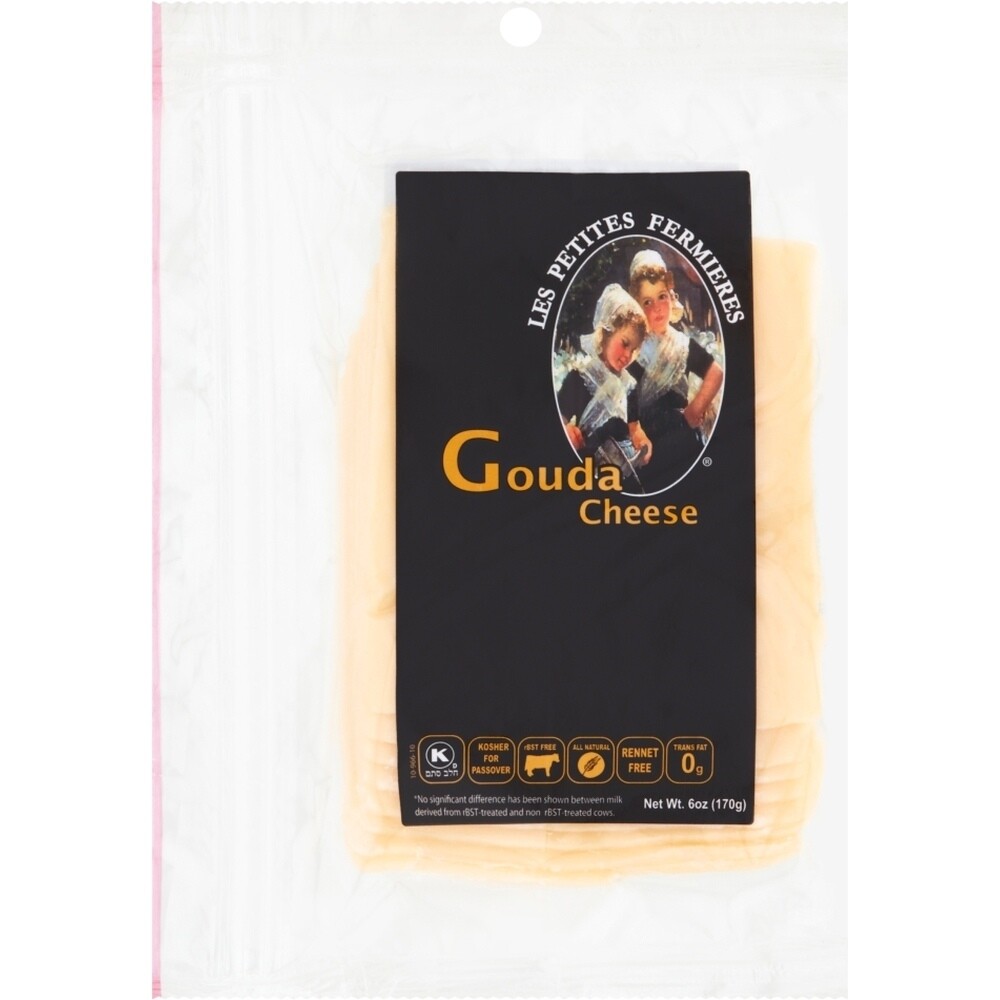 Les Petites Fermieres Gouda Cheese Sliced. 6 Oz
