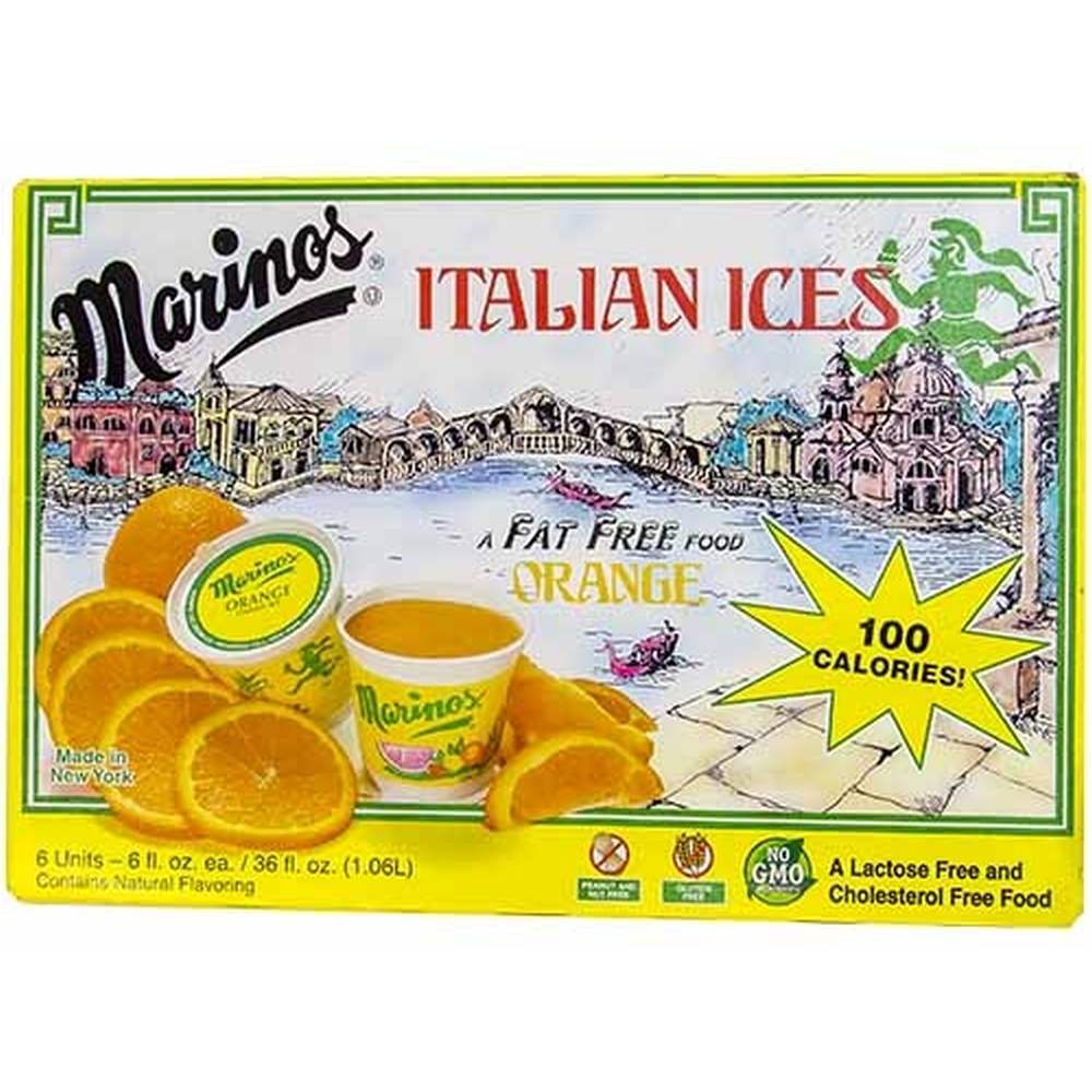 Marinos Fat Free Orange Italian Ices, 6 Ct