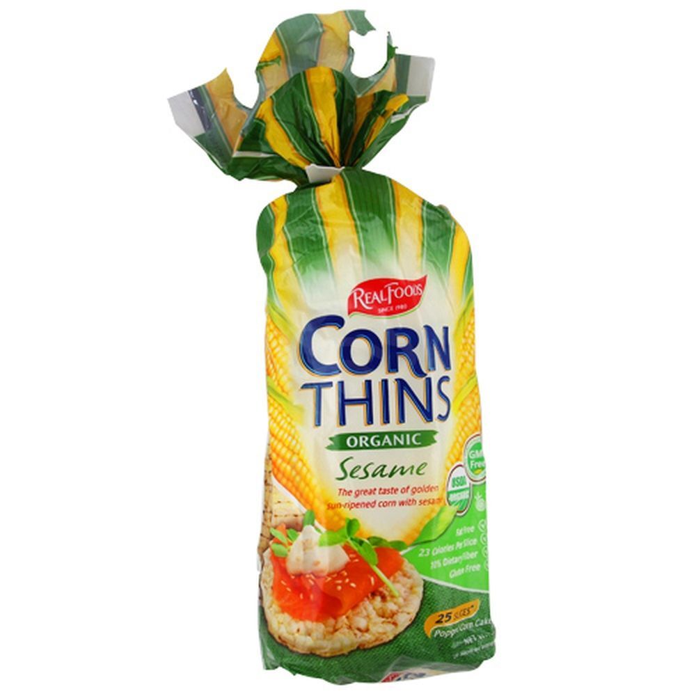 Real Foods Corn Thins Sesame, 5.3 Oz