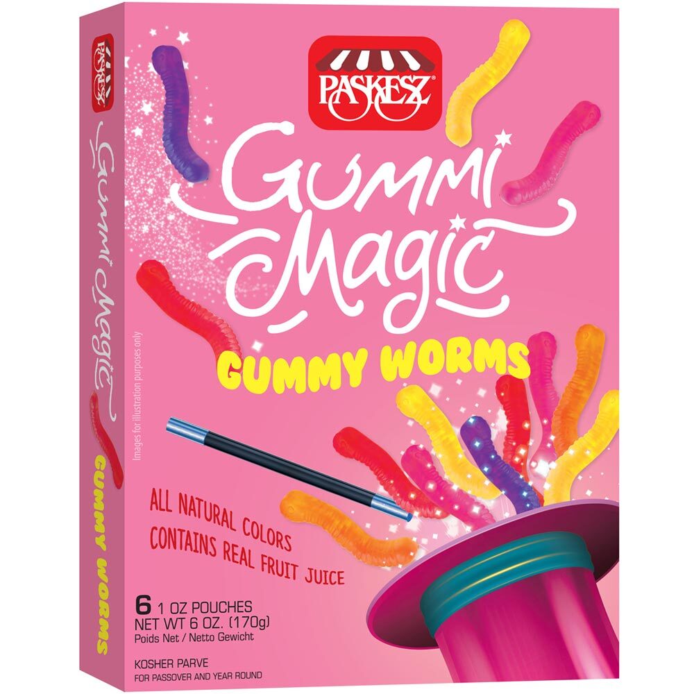 Paskesz Magic Gummy Worms, 6 Oz