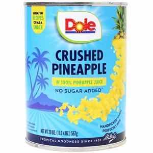 Dole Crushed Pineapple, In Juice, 20 Oz