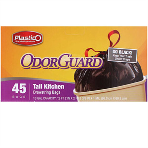 Plastico OdorGuard Tall Kitchen 13 Gal. Bags - Black - 45 ct.